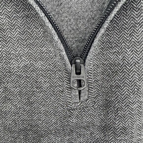 Cinch Charcoal Quarter Zip Long Sleeve Collared Fall Pullover Mens XL - Picture 3 of 7